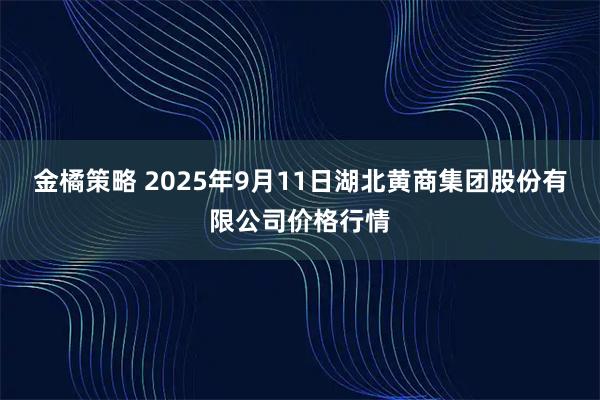 金橘策略 2025年9月11日湖北黄商集团股份有限公司价格行情